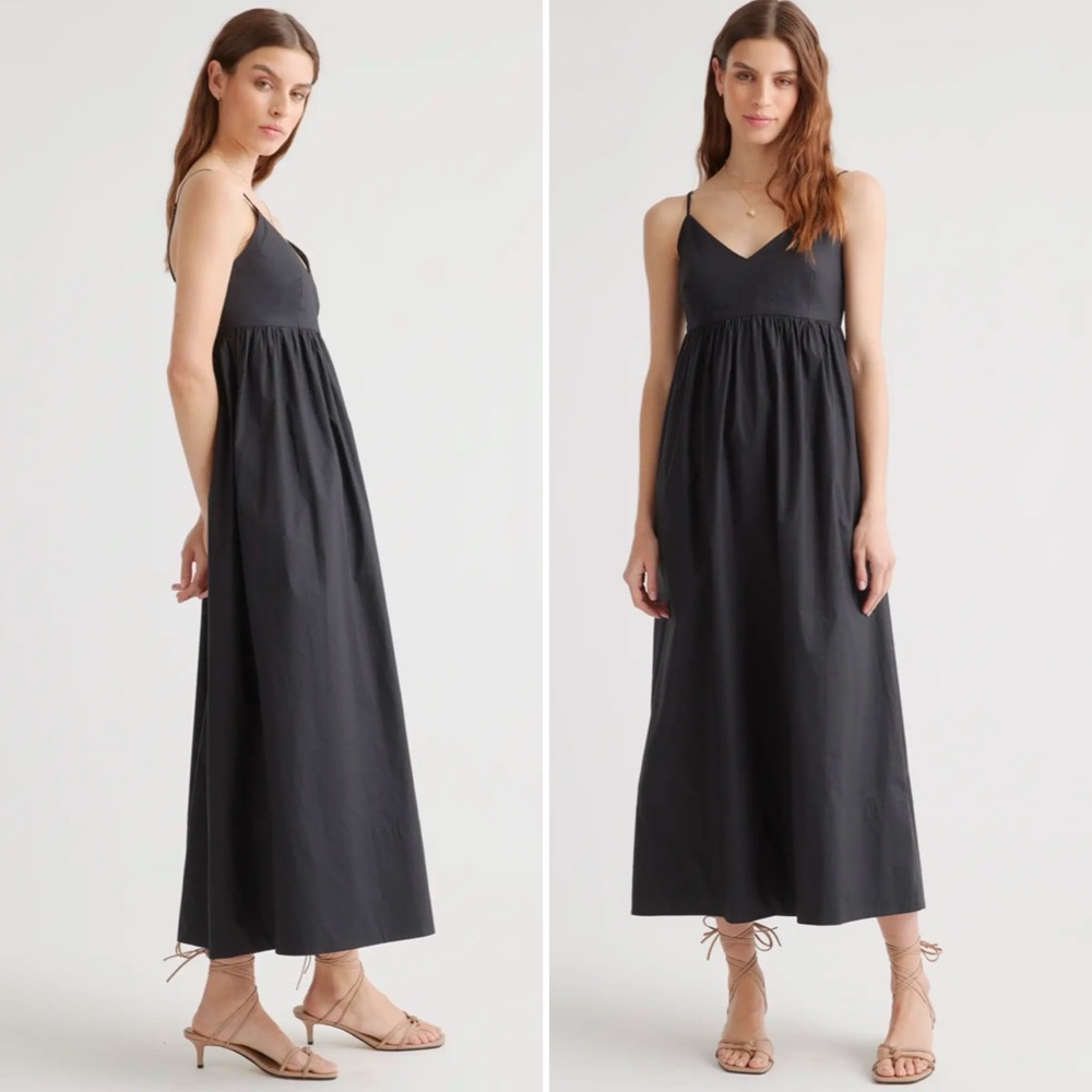QUINCE Quiet Luxury Sustainable 100% Organic Cotton Sleeveless Maxi Dress S NEW